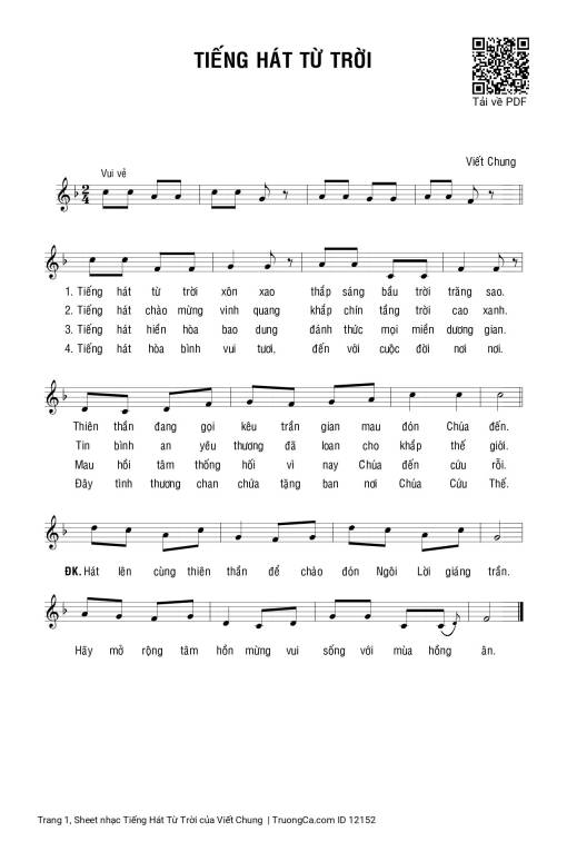 Sheet nhạc PDF bài Tiếng Hát Từ Trời