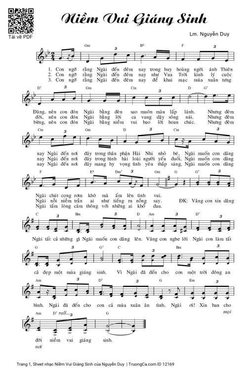 Sheet nhạc PDF bài Niềm Vui Giáng Sinh