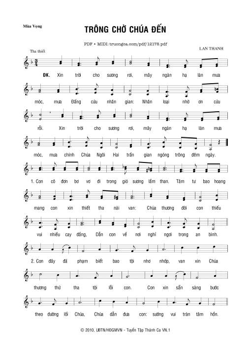 Sheet nhạc PDF bài Trông Chờ Chúa đến