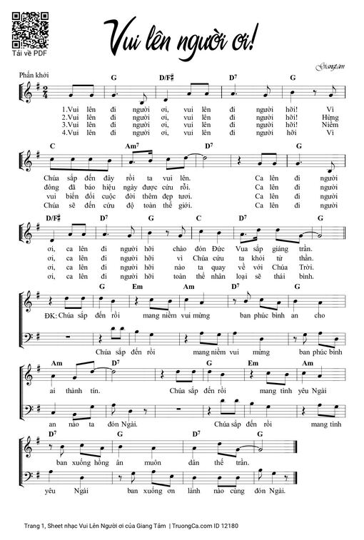 Sheet nhạc PDF bài Vui Lên Người ơi