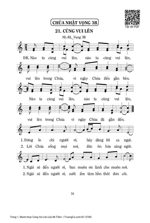 Sheet nhạc PDF bài Cùng Vui Lên - Mi Trầm