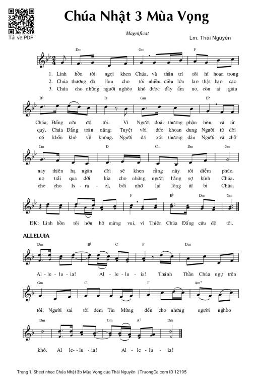 Sheet nhạc PDF bài Chúa Nhật 3b Mùa Vọng