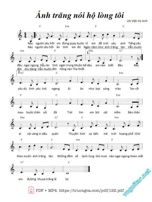 Sheet nhạc PDF bài Ánh trăng lẻ loi (Ánh trăng hiểu lòng em - Shì jiè shàng zuì shāng xīn dí rén - 世界上最伤心的人)