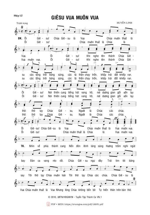 Sheet nhạc PDF bài Giêsu Vua Muôn Vua