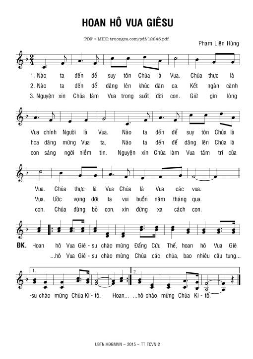 Sheet nhạc PDF bài Hoan Hô Vua Giêsu