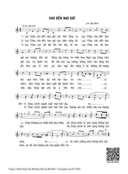 Sheet nhạc PDF bài Cho đến Bao Giờ