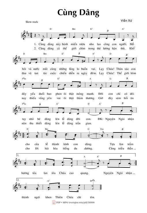 Sheet nhạc PDF bài Cùng Dâng - Viễn Xứ