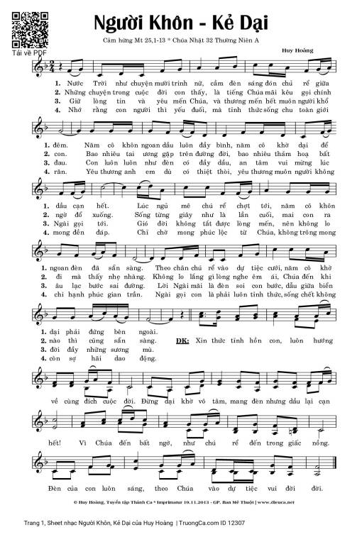 Sheet nhạc PDF bài Người Khôn, Kẻ Dại
