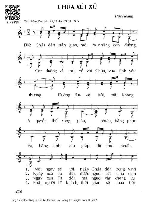 Sheet nhạc PDF bài Chúa Xét Xử