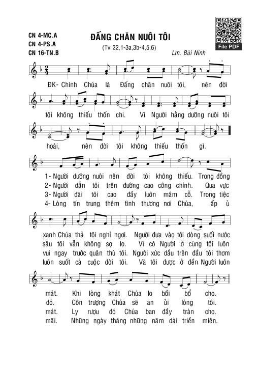 Sheet nhạc PDF bài Thánh Vịnh 22, đấng Chăn Nuôi Tôi