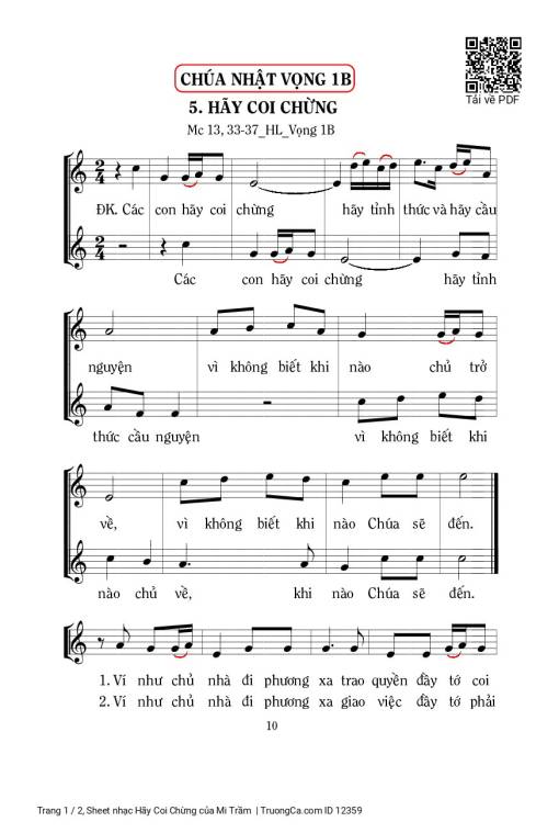 Sheet nhạc PDF bài Hãy Coi Chừng