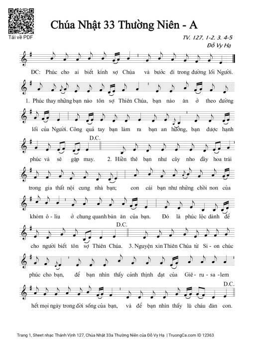 Thánh Vịnh 127, Chúa Nhật 33a Thường Niên