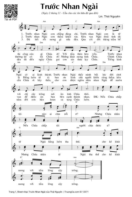 Sheet nhạc PDF bài Trước Nhan Ngài