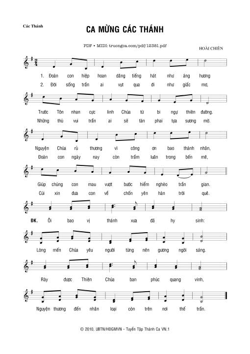 Ca Mừng Các Thánh