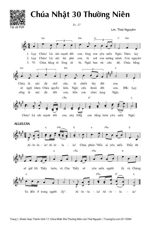 Thánh Vịnh 17, Chúa Nhật 30a Thường Niên