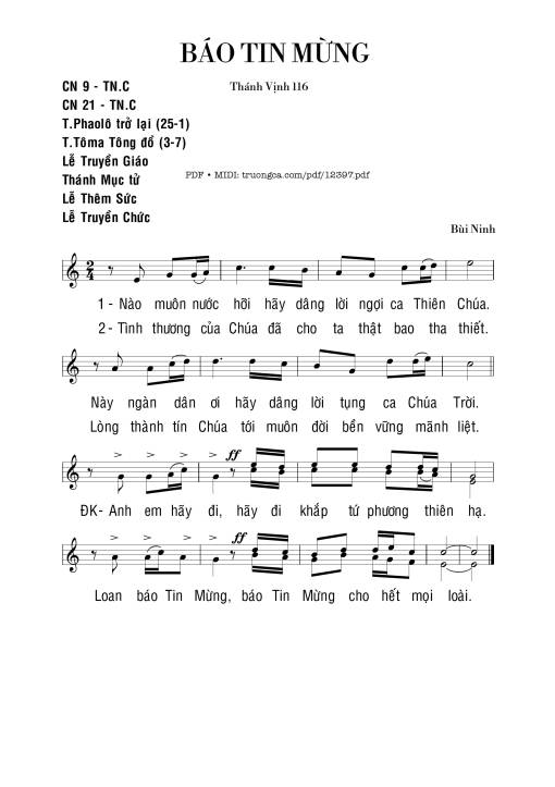 Thánh Vịnh 116, Báo Tin Mừng