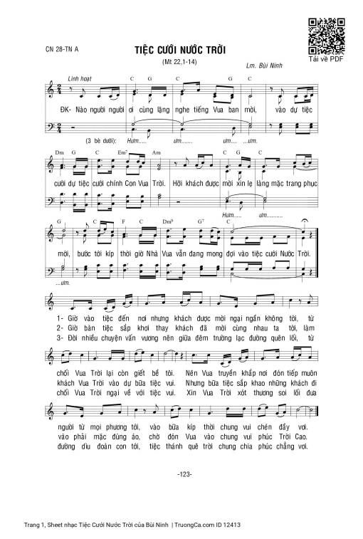 Sheet nhạc PDF bài Tiệc Cưới Nước Trời