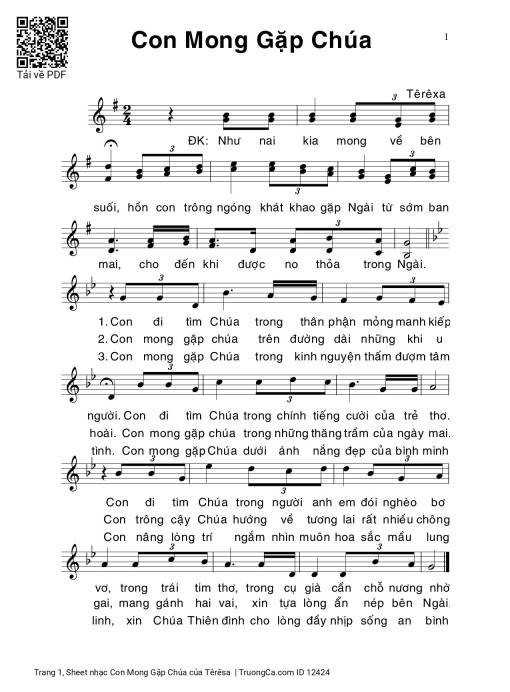 Sheet nhạc PDF bài Con Mong Gặp Chúa