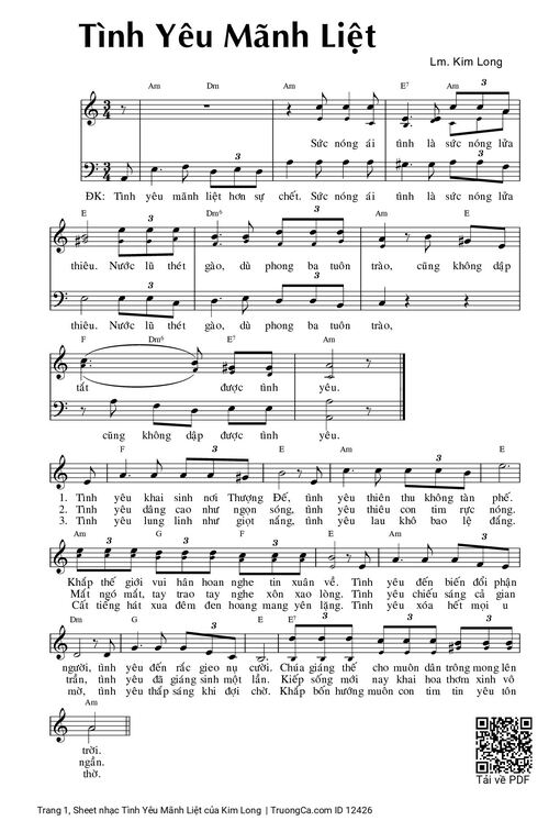 Sheet nhạc PDF bài Tình Yêu Mãnh Liệt