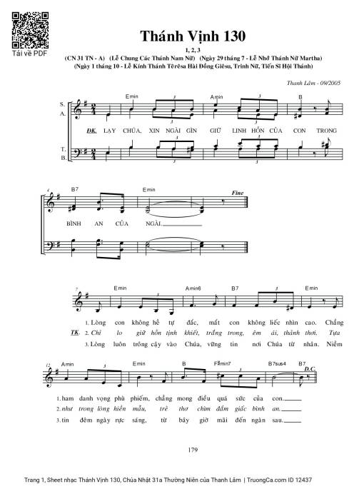 Thánh Vịnh 130, Chúa Nhật 31a Thường Niên