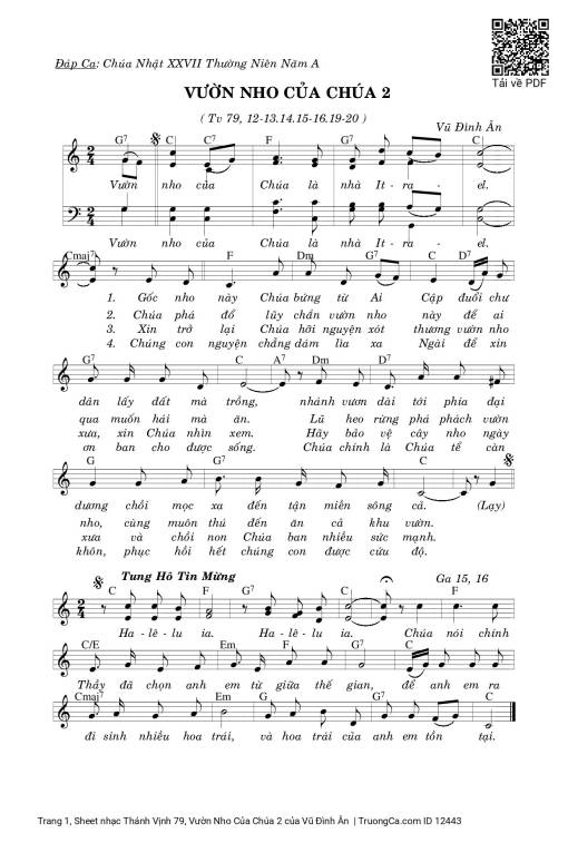 Sheet nhạc PDF bài Thánh Vịnh 79, Vườn Nho Của Chúa 2