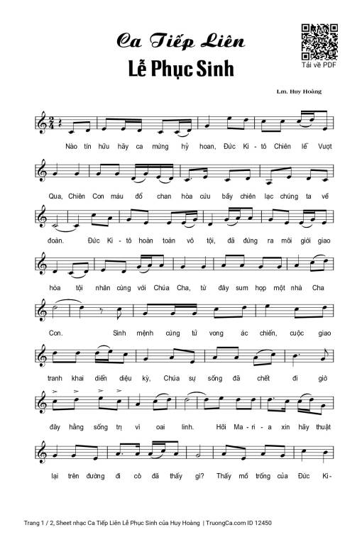 Sheet nhạc PDF bài Ca Tiếp Liên Lễ Phục Sinh