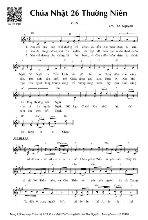 Thánh Vịnh 24, Chúa Nhật 26a Thường Niên