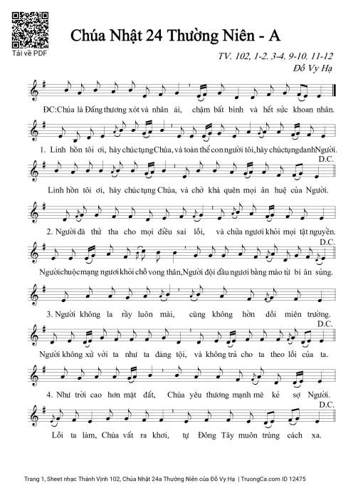 Thánh Vịnh 102, Chúa Nhật 24a Thường Niên