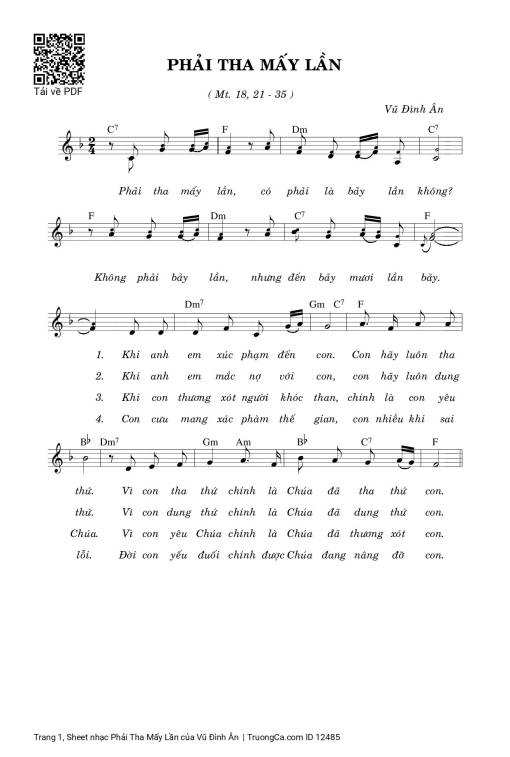 Sheet nhạc PDF bài Phải Tha Mấy Lần