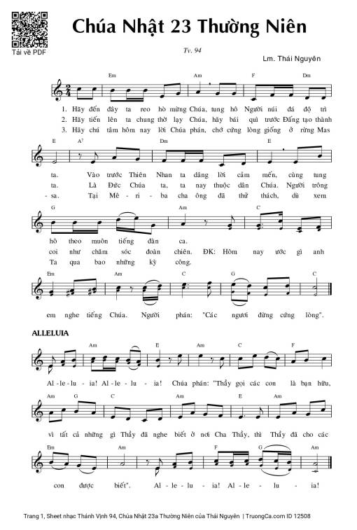 Thánh Vịnh 94, Chúa Nhật 23a Thường Niên