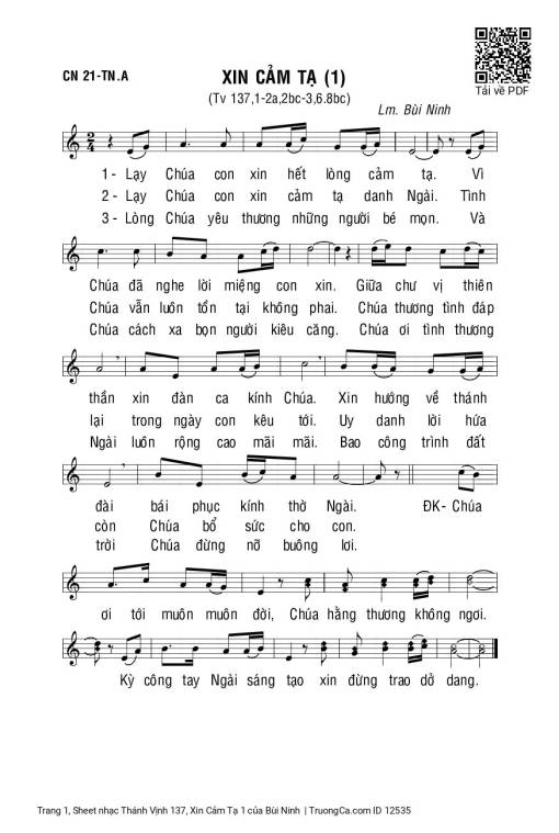 Thánh Vịnh 137, Xin Cảm Tạ 1