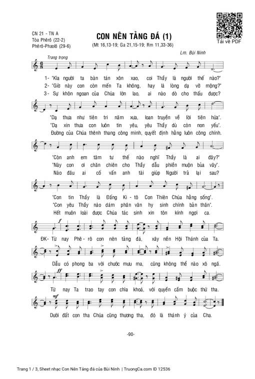 Sheet nhạc PDF bài Con Nên Tảng đá