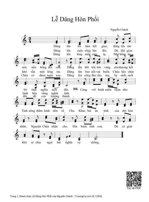 Sheet nhạc PDF bài Lễ Dâng Hôn Phối