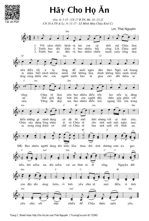 Sheet nhạc PDF bài Hãy Cho Họ ăn