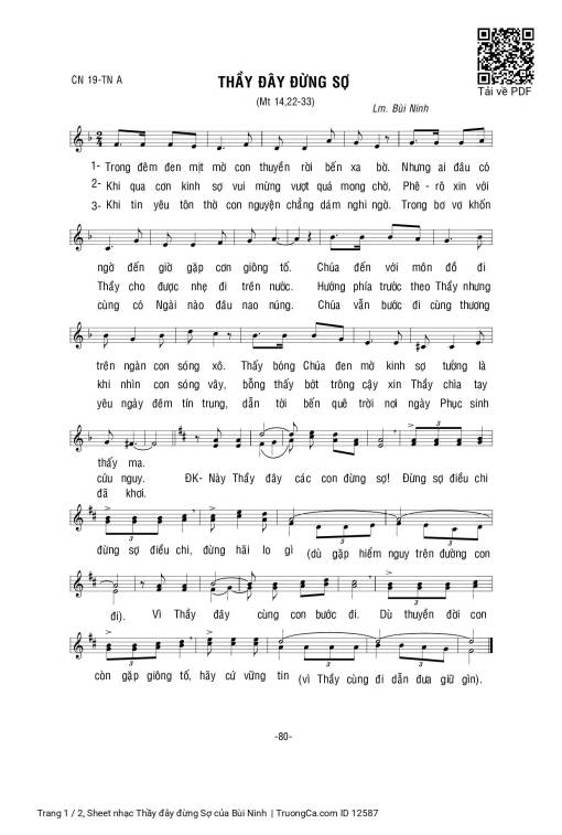 Sheet nhạc PDF bài Thầy đây đừng Sợ