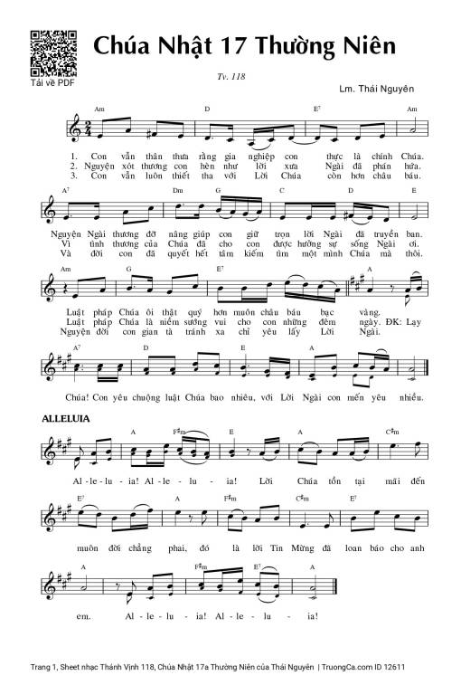 Thánh Vịnh 118, Chúa Nhật 17a Thường Niên