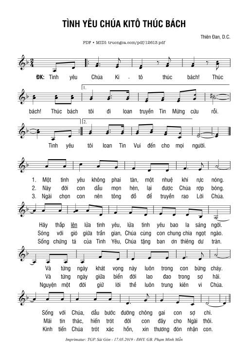 Sheet nhạc PDF bài Tình Yêu Chúa Kitô Thúc Bách