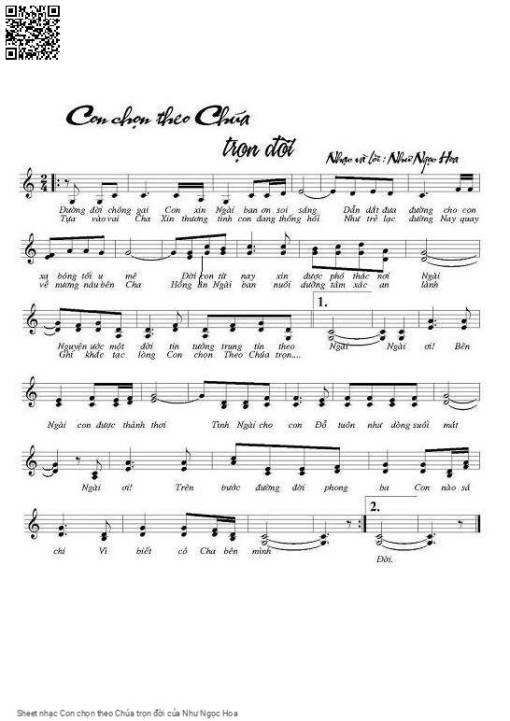 Sheet nhạc PDF bài Con chọn theo Chúa trọn đời