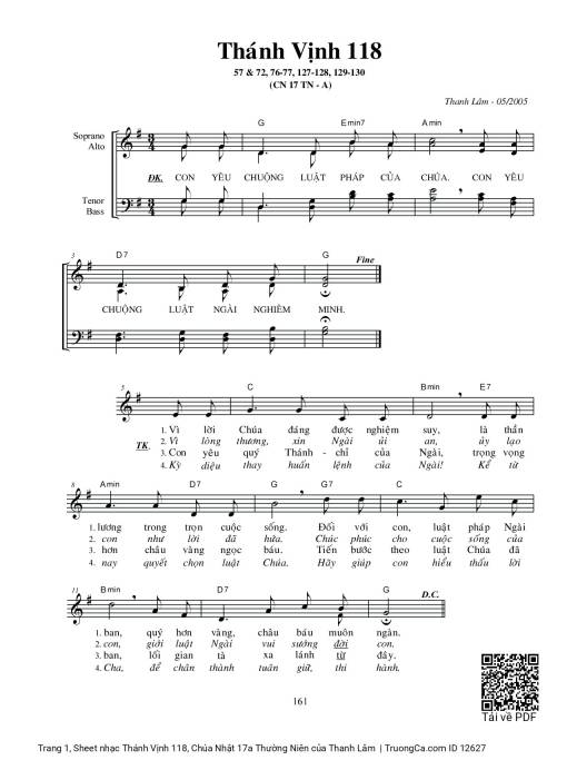 Thánh Vịnh 118, Chúa Nhật 17a Thường Niên