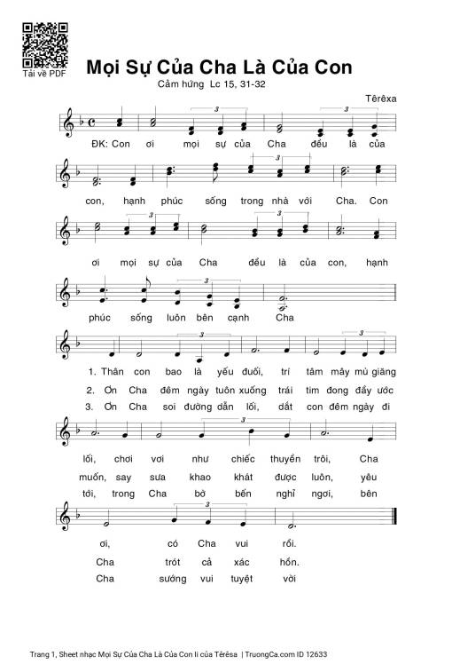 Sheet nhạc PDF bài Mọi Sự Của Cha Là Của Con Ii