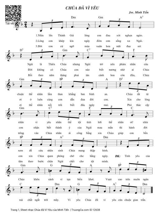 Sheet nhạc PDF bài Chúa đã Vì Yêu