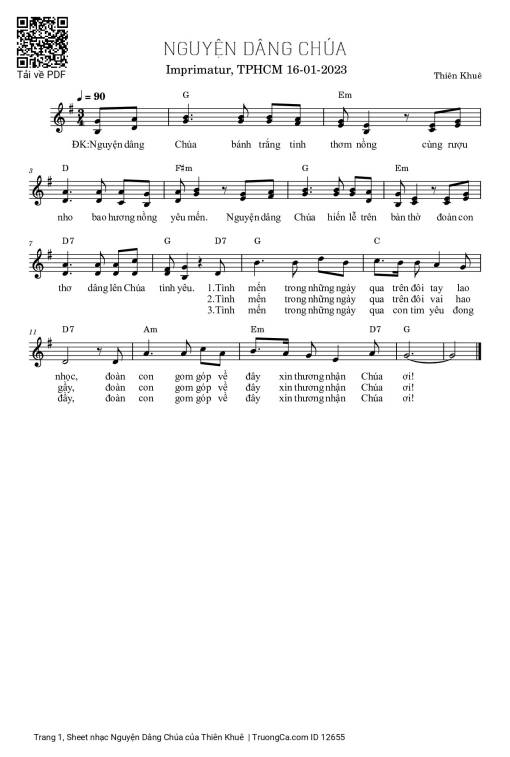 Sheet nhạc PDF bài Nguyện Dâng Chúa