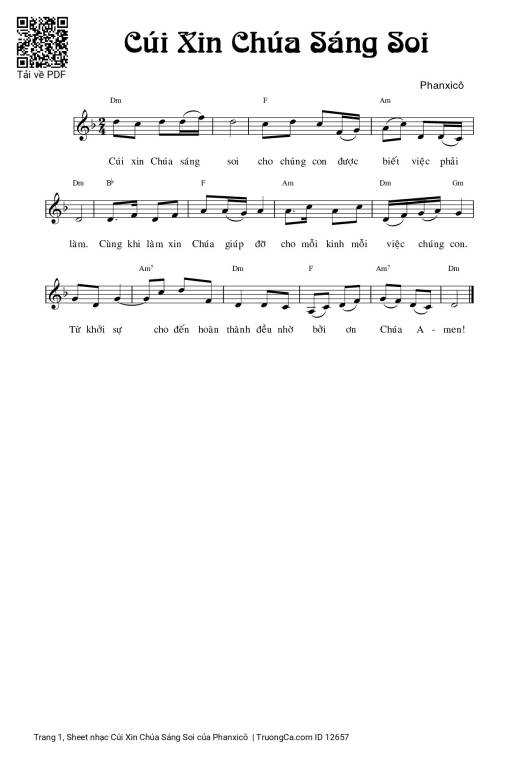 Sheet nhạc PDF bài Cúi Xin Chúa Sáng Soi
