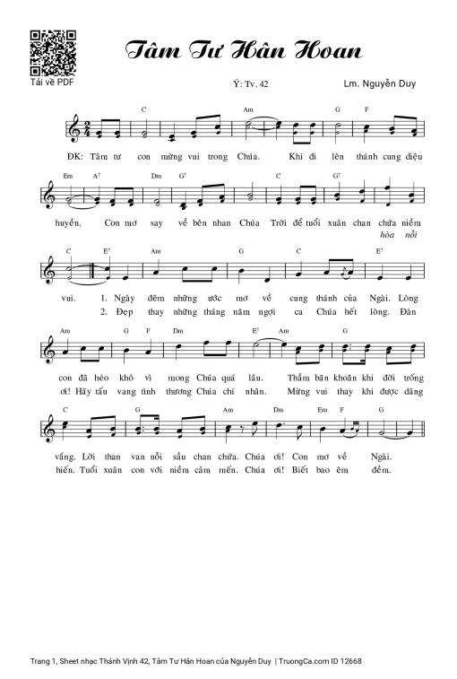 Thánh Vịnh 42, Tâm Tư Hân Hoan