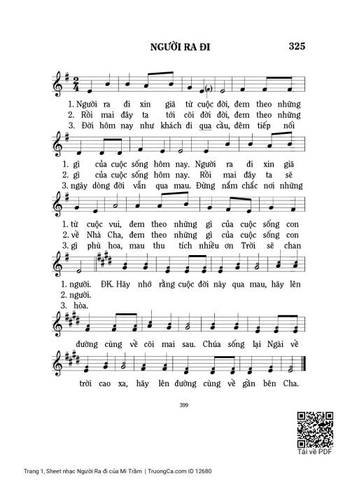 Sheet nhạc PDF bài Người Ra đi