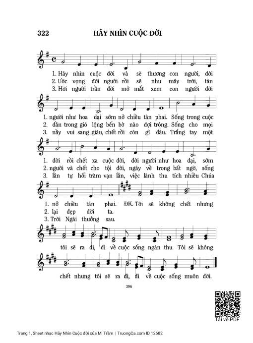 Sheet nhạc PDF bài Hãy Nhìn Cuộc đời