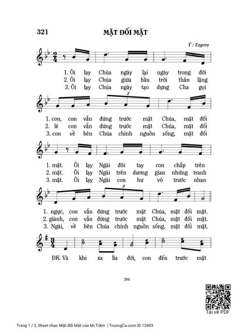 Sheet nhạc PDF bài Mặt đối Mặt