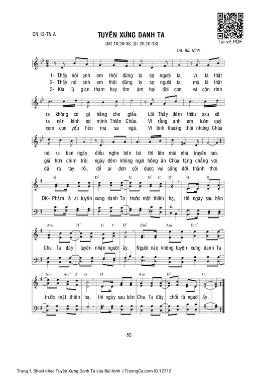 Sheet nhạc PDF bài Tuyên Xưng Danh Ta
