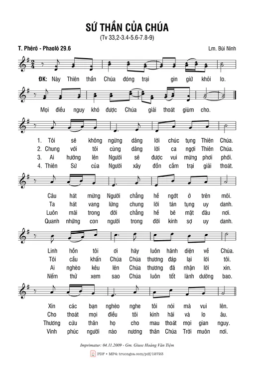 Sheet nhạc PDF bài Sứ Thần Của Chúa