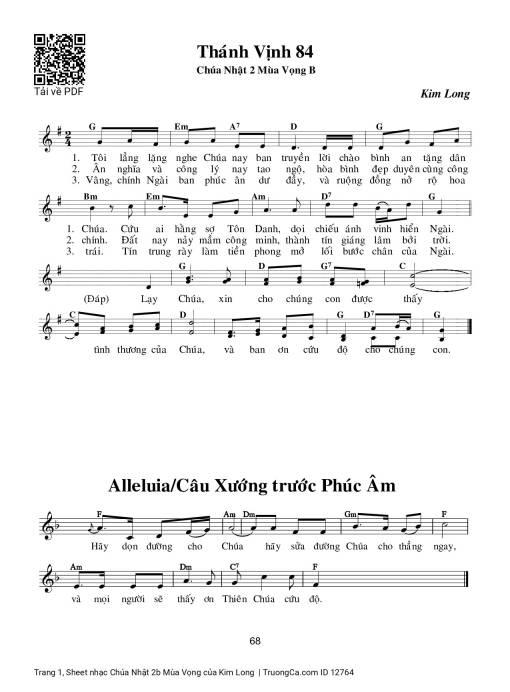 Sheet nhạc PDF bài Chúa Nhật 2b Mùa Vọng